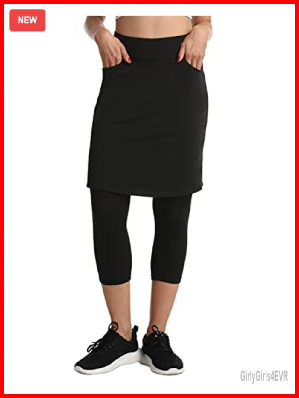 Women's Skort with Attached Capri Leggings, High Waist, 2 Pockets, UPF 50+